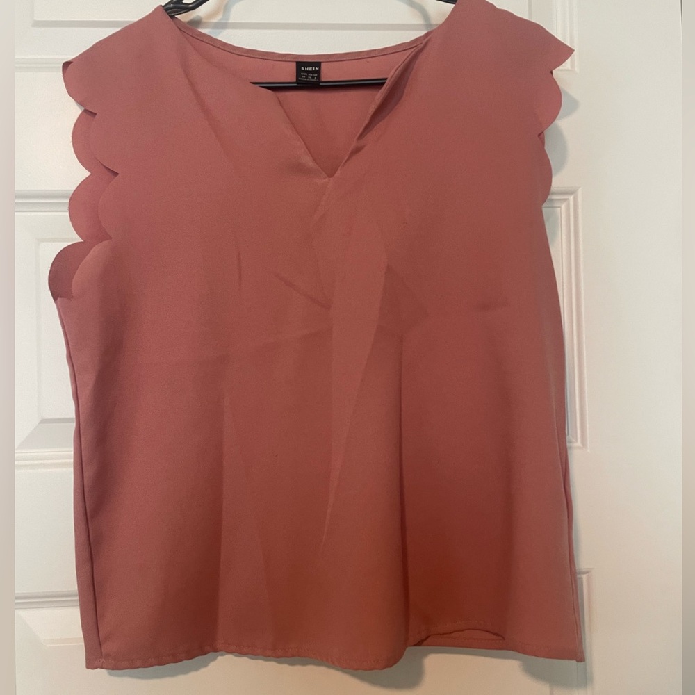 SOLD SHEIN Scalloped Blush Blouse